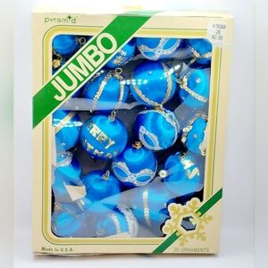 RARE 20 piece Vintage Jumbo Satin Sheen Blue with sequin design Original Box‎